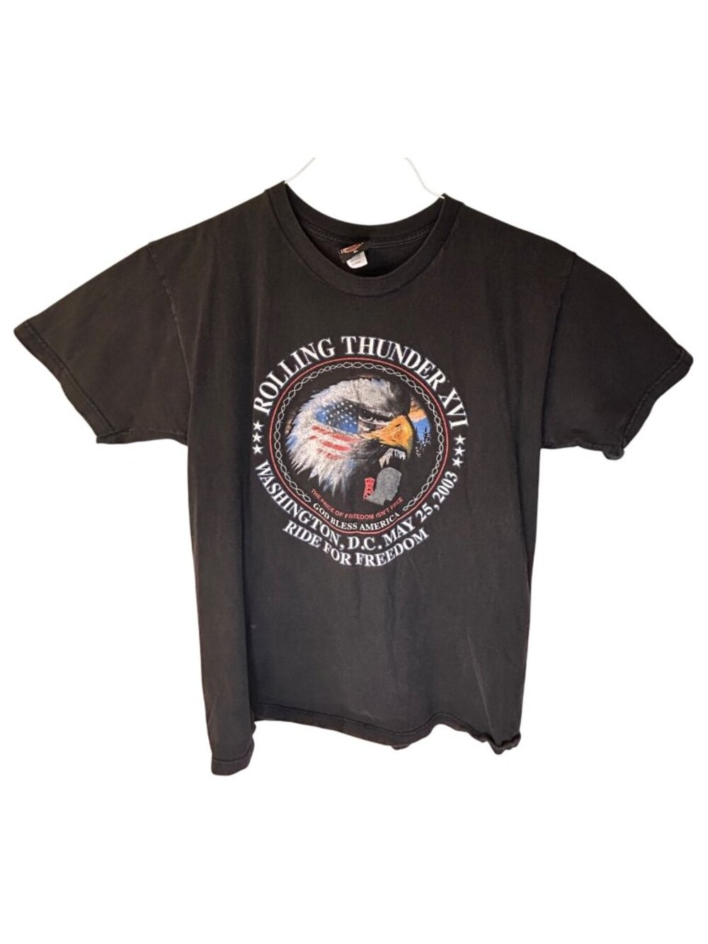 VINTAGE Harley-Davidson Rolling Thunder XVII 2003 Black T-Shirt XL Cotton USA